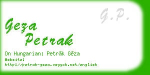 geza petrak business card